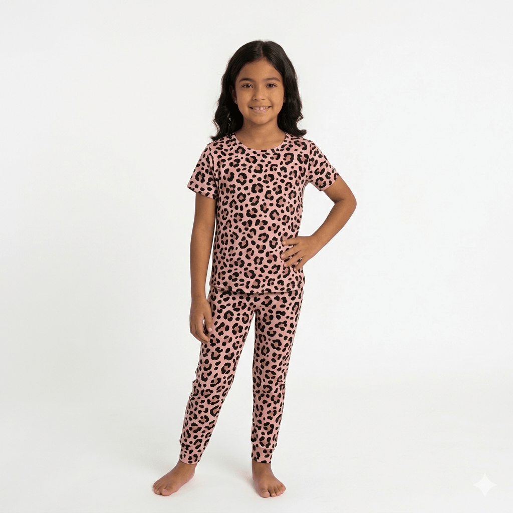 Animal Pink Kids Pantalon y Playera Manga Corta - Reset Loungewear