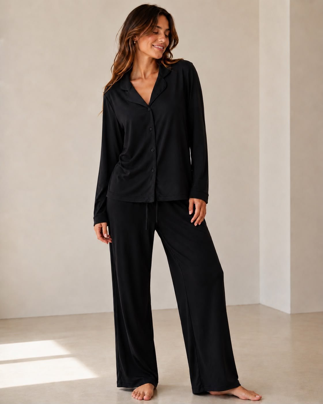 Black-Button Set For Her - Reset Loungewear