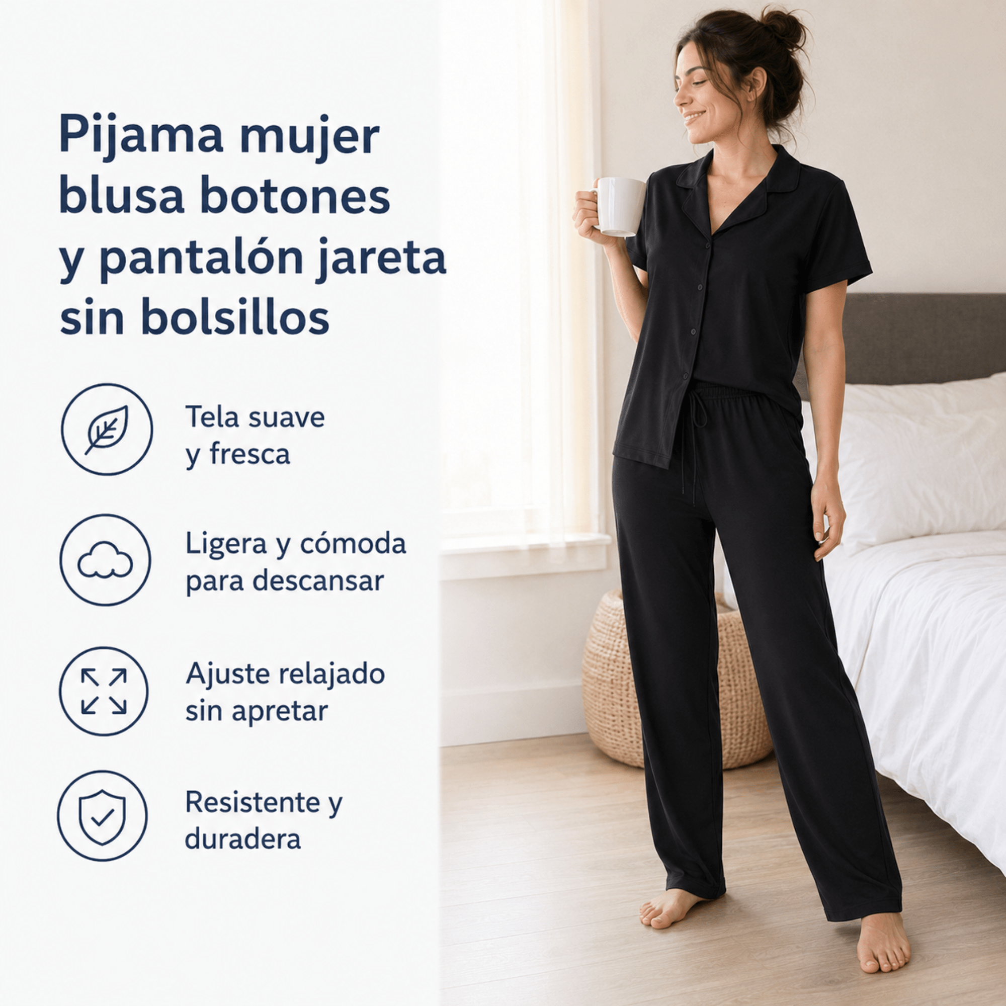Black-Button Set For Her - Reset Loungewear