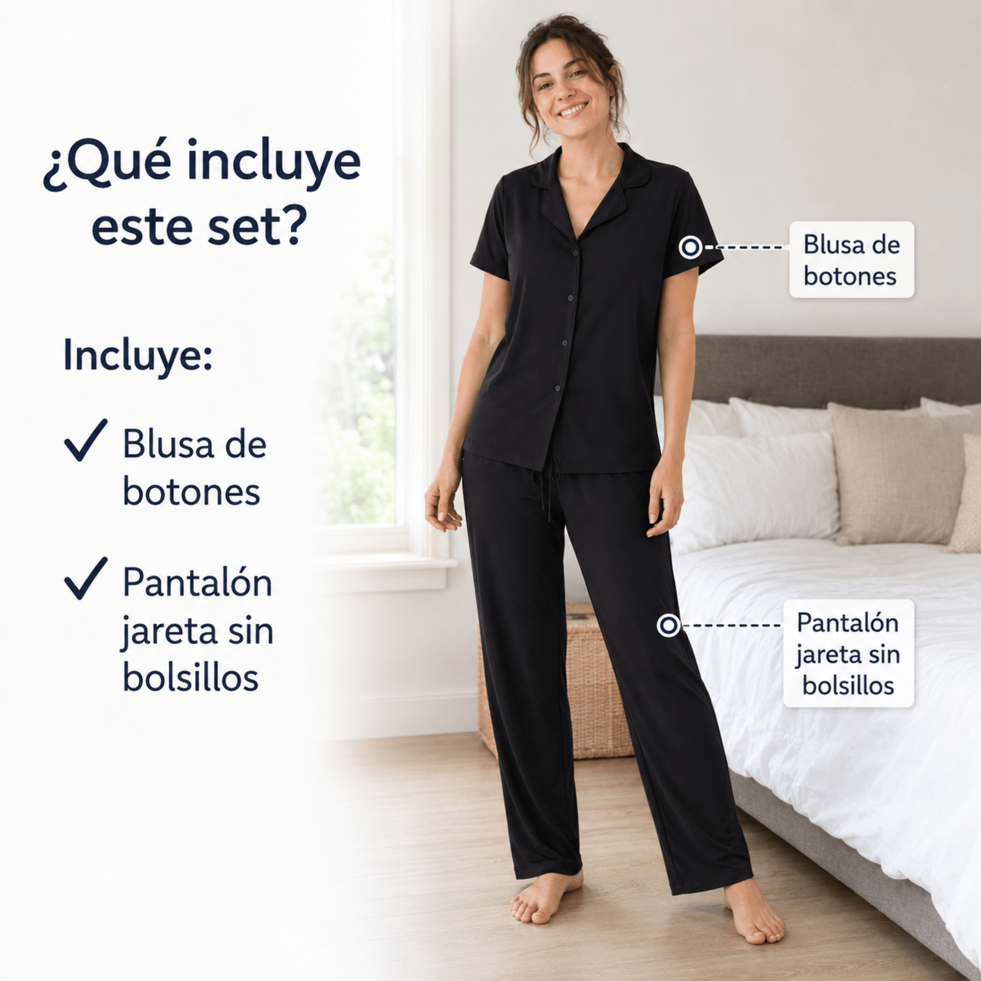 Black-Button Set For Her - Reset Loungewear