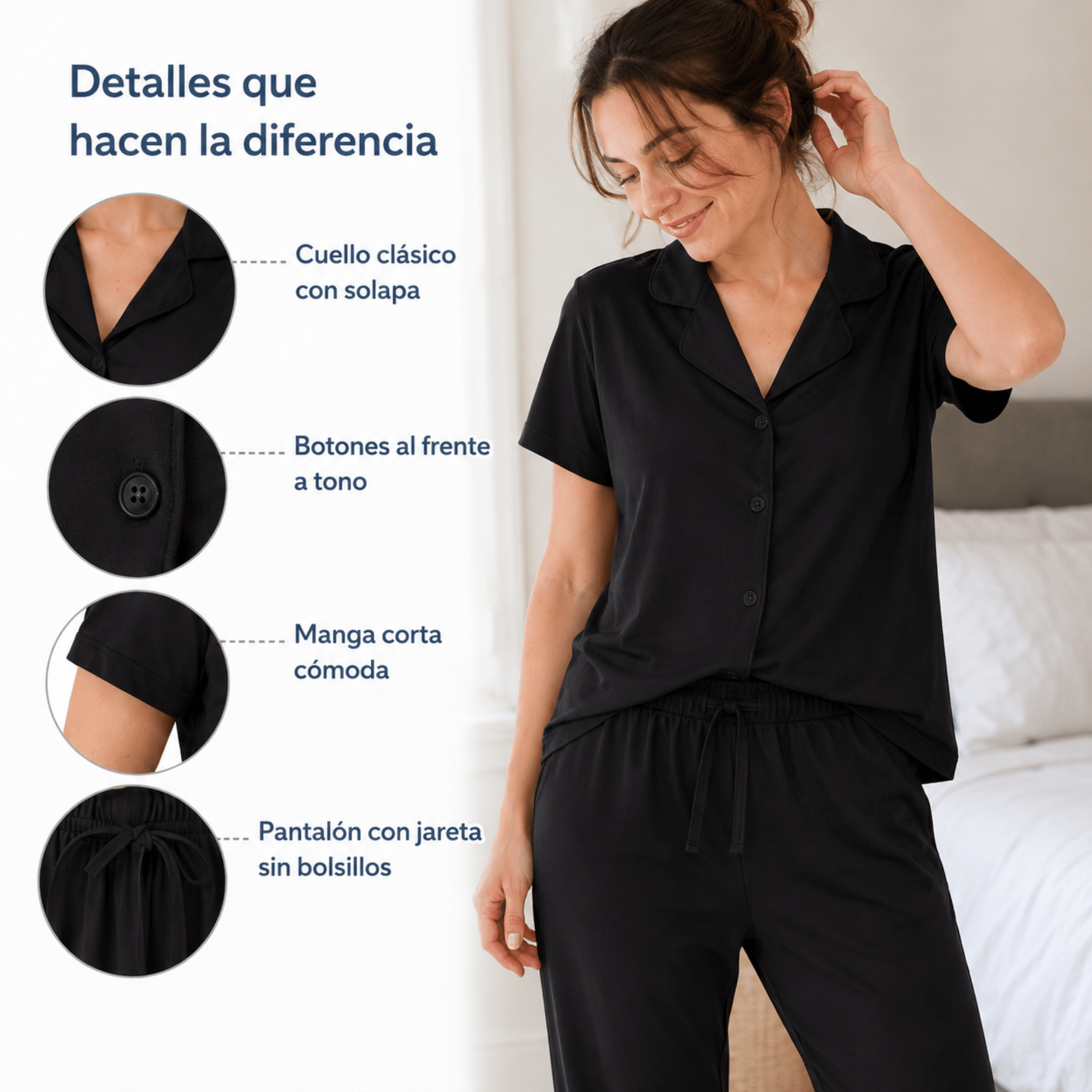 Black-Button Set For Her - Reset Loungewear