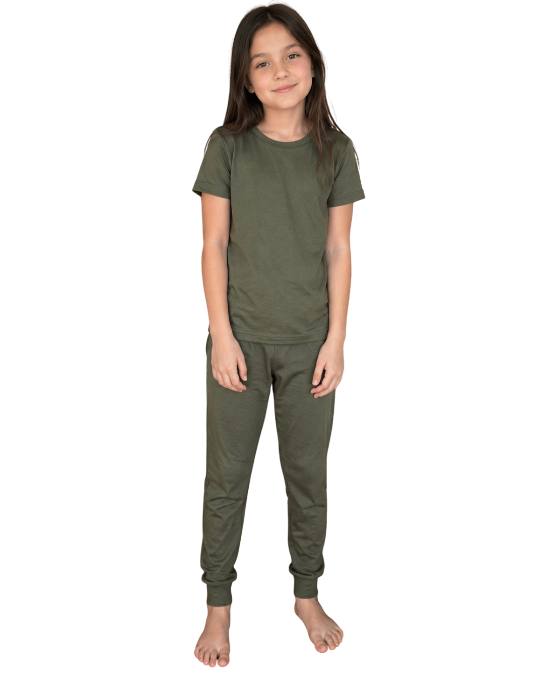 Classic Olive Niña Manga Corta - Reset Loungewear