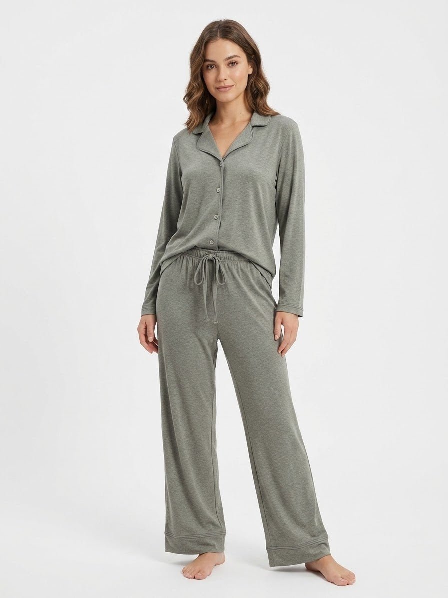 Gray Button Set For Her - Reset Loungewear