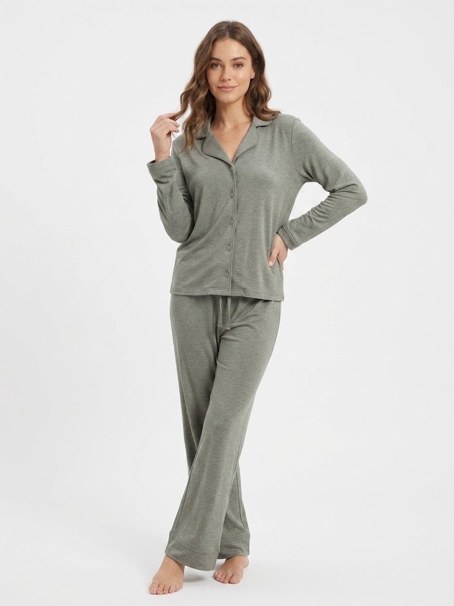 Gray Button Set For Her - Reset Loungewear