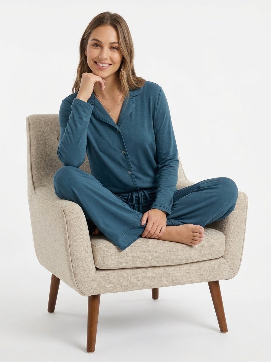 Lagoon Essential Button Set For Her - Reset Loungewear