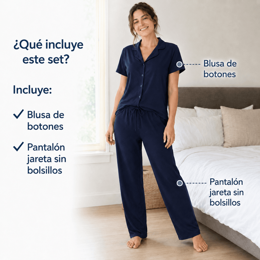 Navy-Button Set For Her - Reset Loungewear