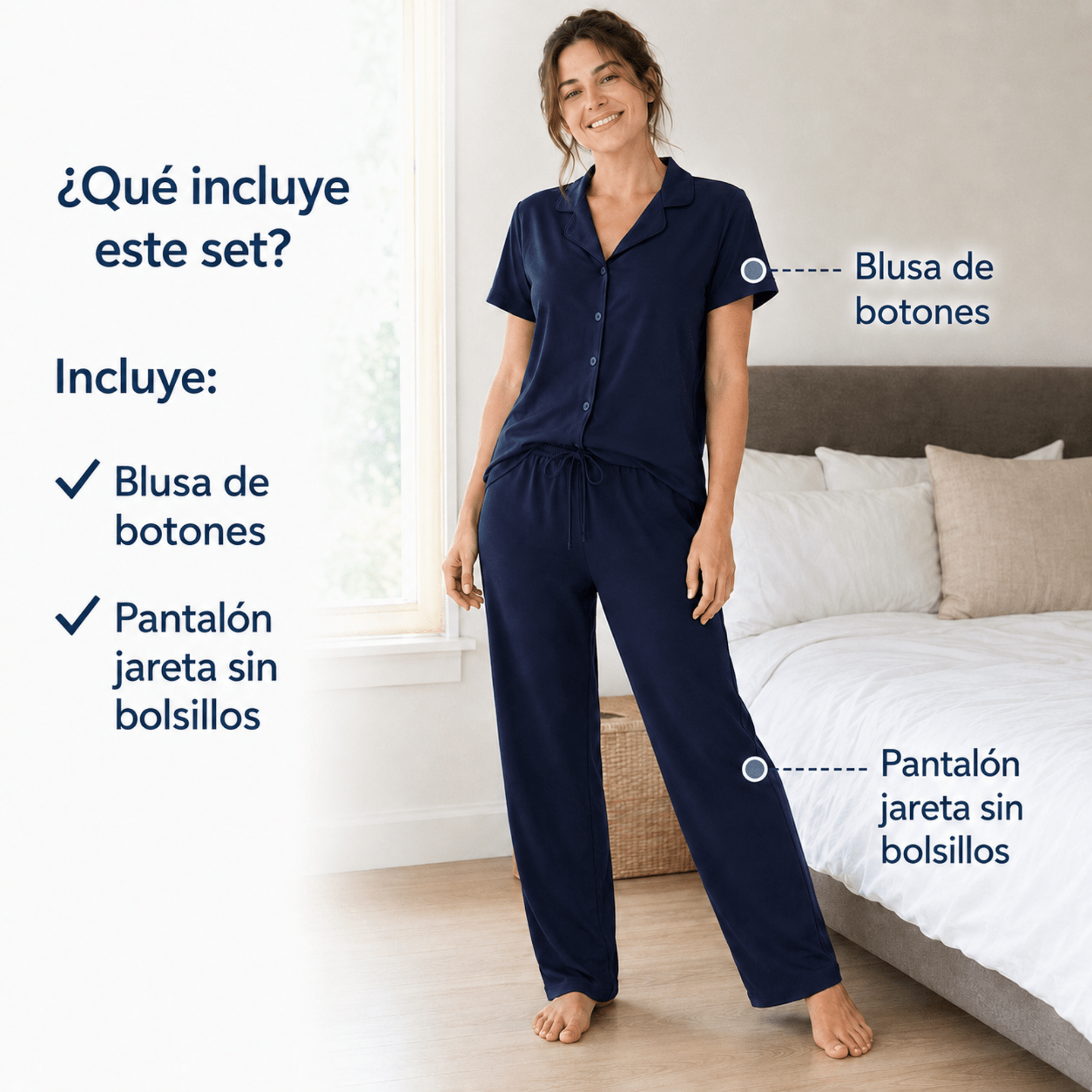 Navy-Button Set For Her - Reset Loungewear