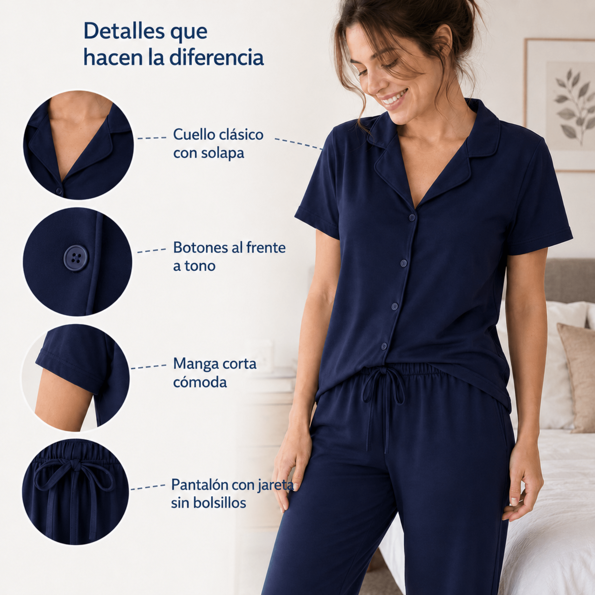 Navy-Button Set For Her - Reset Loungewear