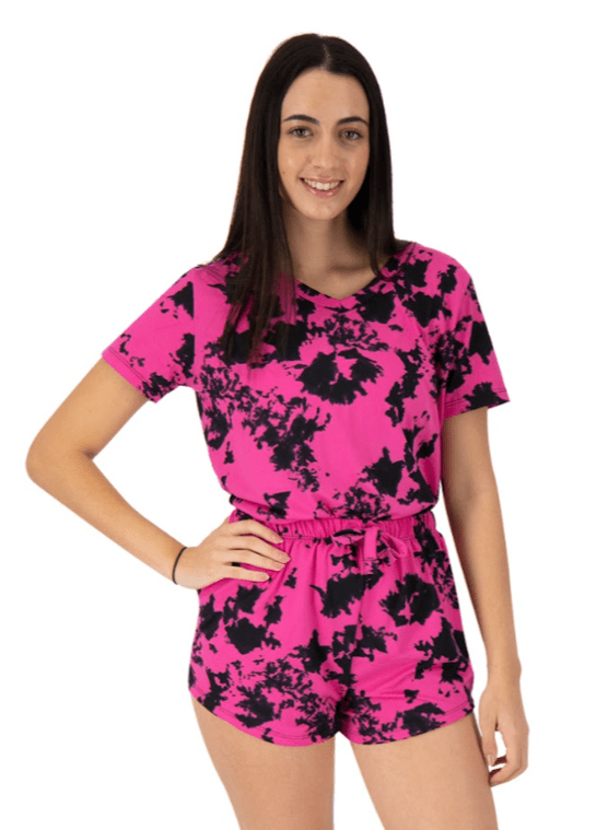 Short Women Pink Tie Dye - size small - Reset Loungewear
