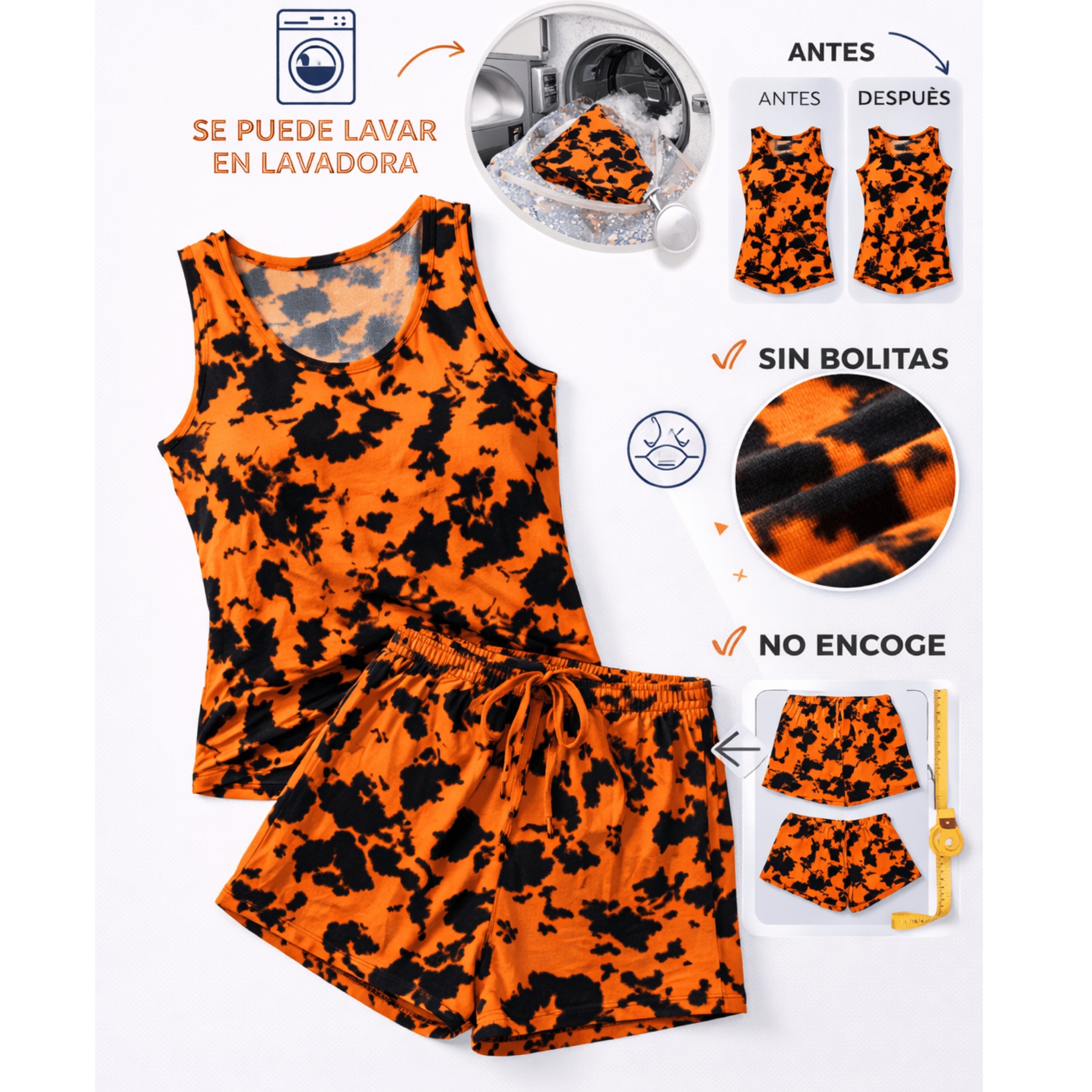 Tangerine Tie - Dye Women Short Sin Mangas - Reset Loungewear