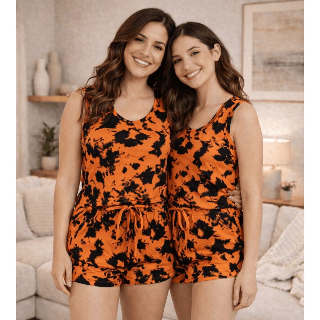 Tangerine Tie - Dye Women Short Sin Mangas - Reset Loungewear