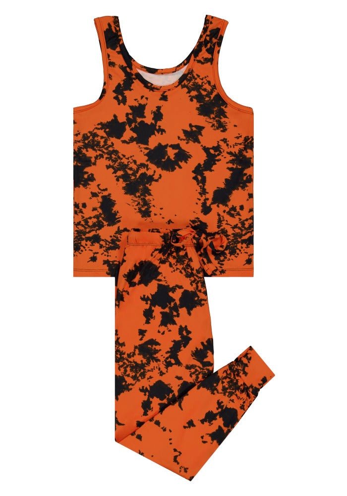 Tangerine Tie - Dye Women Sin Mangas y Pantalon - Reset Loungewear